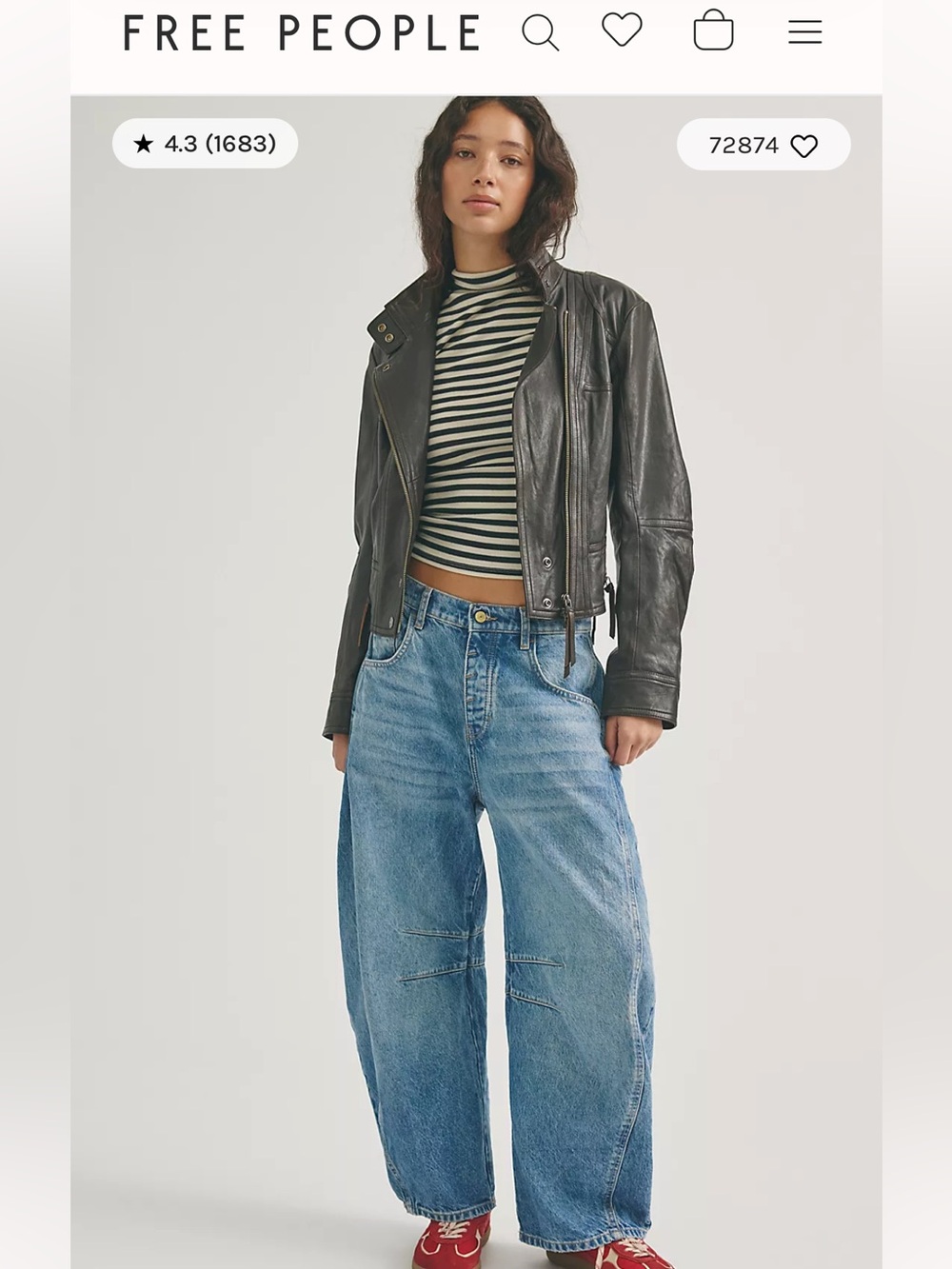 Free People We The Free Good Luck Barrel Jeans - Ultra Light Beam - size 27 - Picture 3 of 16